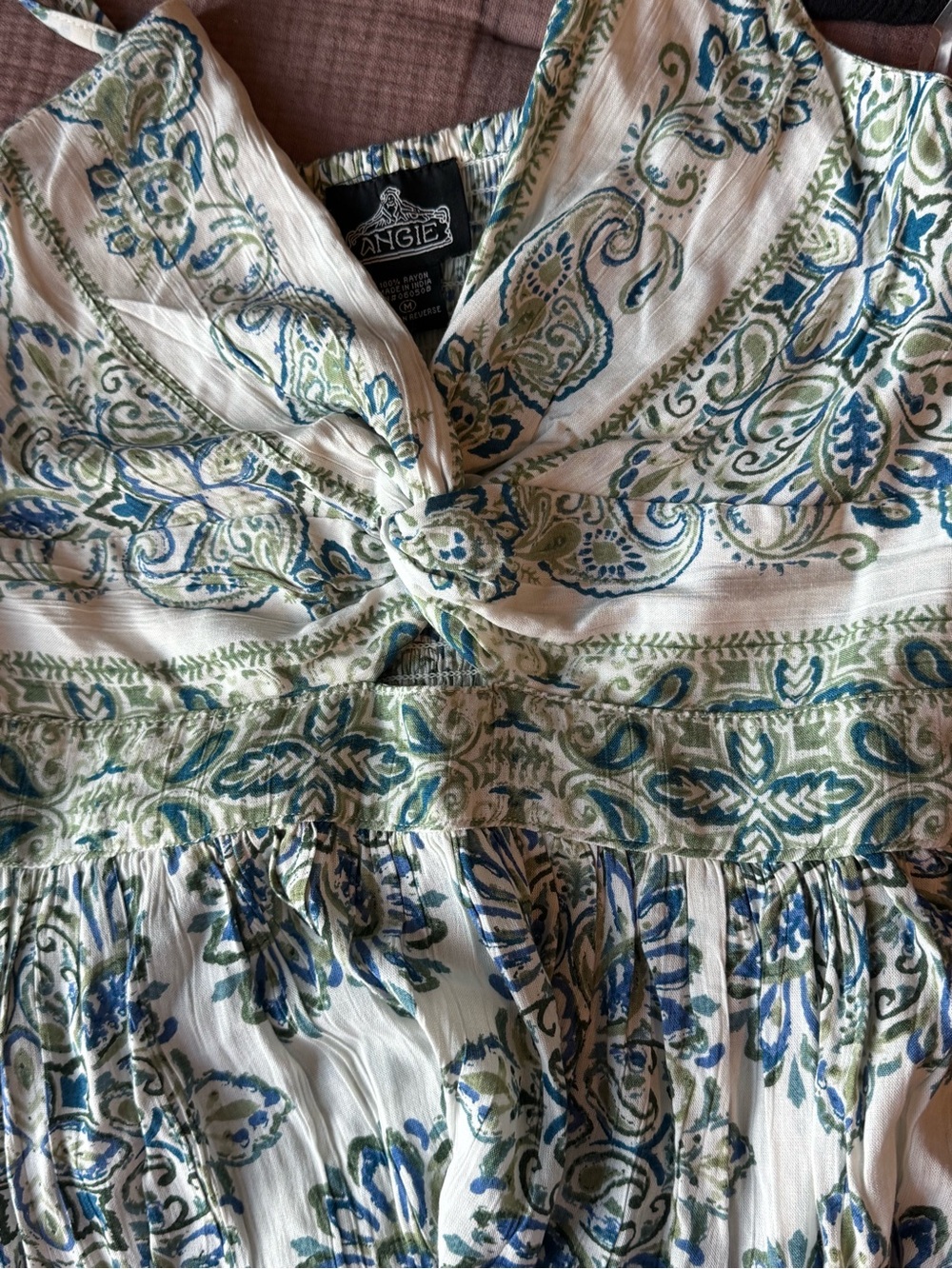 Angie Paisley Cutout Maxi Dress Blue Green Size Medium - Picture 6 of 7